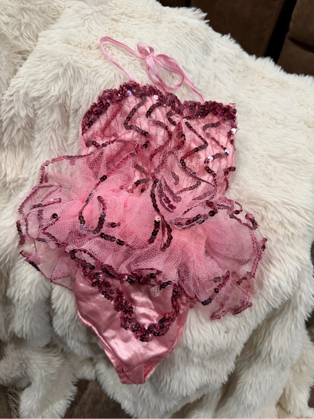 Pink Sequin Tutu One-Piece for Kids - Sparkle Halter Swimsuit